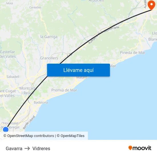 Gavarra to Vidreres map