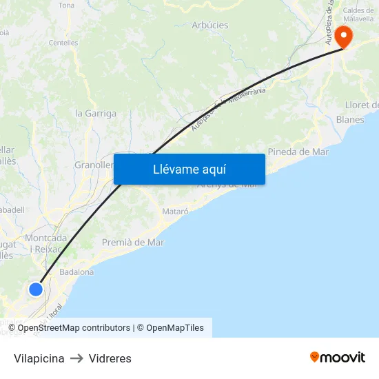 Vilapicina to Vidreres map