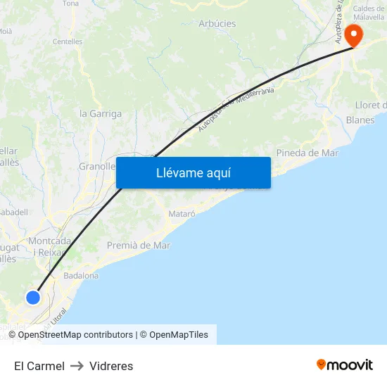 El Carmel to Vidreres map