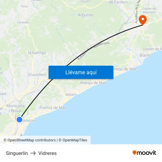 Singuerlín to Vidreres map