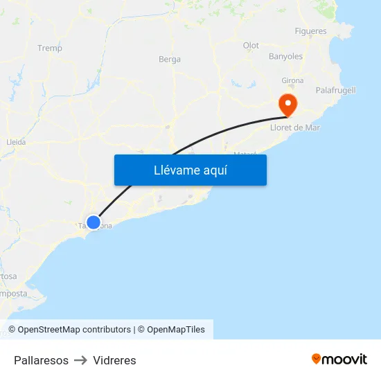 Pallaresos to Vidreres map