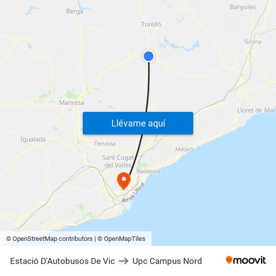 Estació D'Autobusos De Vic to Upc Campus Nord map
