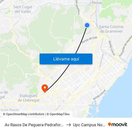Av Rasos De Peguera-Pedraforca to Upc Campus Nord map