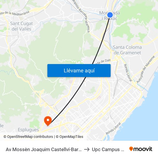 Av Mossèn Joaquim Castellví-Barcelona to Upc Campus Nord map