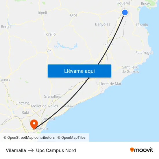 Vilamalla to Upc Campus Nord map