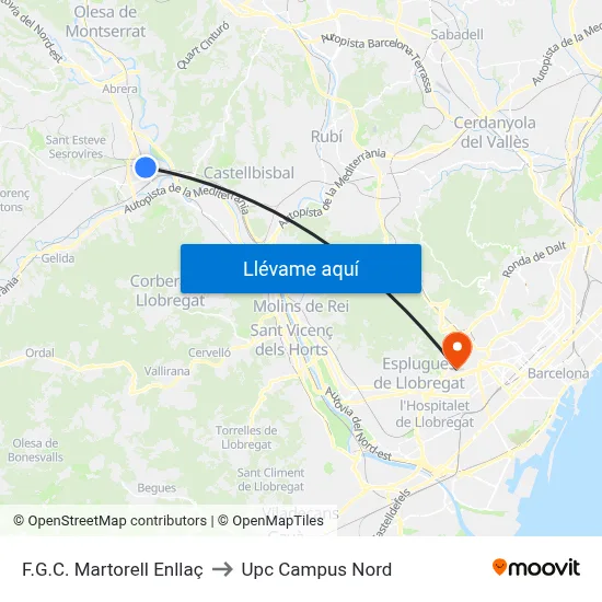 F.G.C. Martorell Enllaç to Upc Campus Nord map