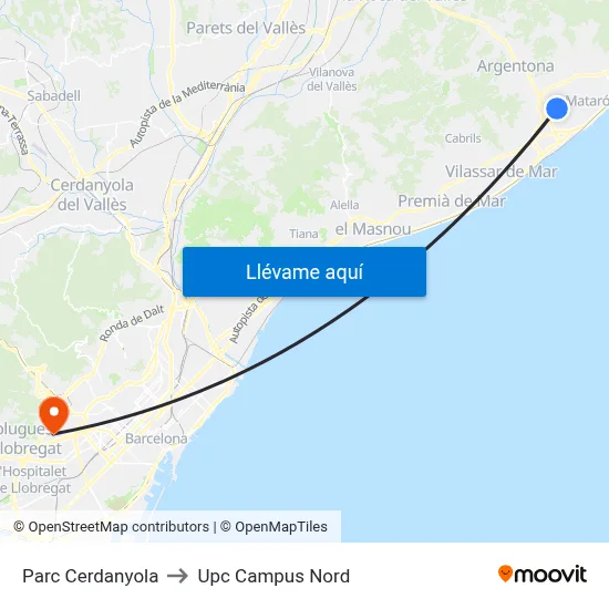 Parc Cerdanyola to Upc Campus Nord map