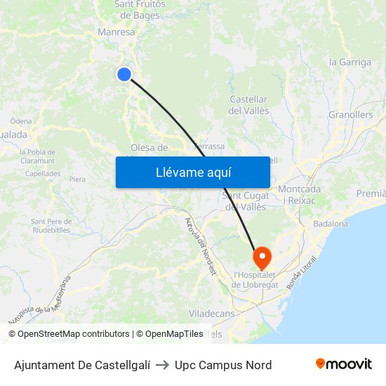 Ajuntament De Castellgalí to Upc Campus Nord map