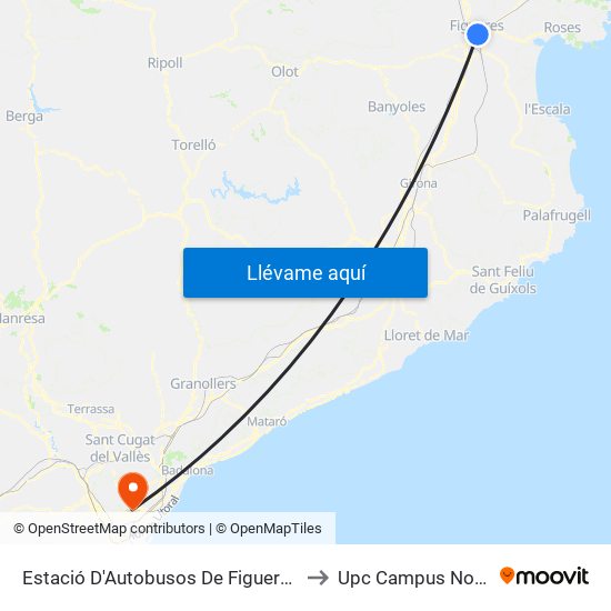 Estació D'Autobusos De Figueres to Upc Campus Nord map