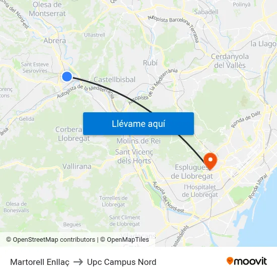 Martorell Enllaç to Upc Campus Nord map