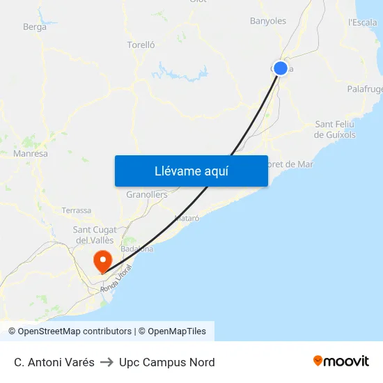 C. Antoni Varés to Upc Campus Nord map