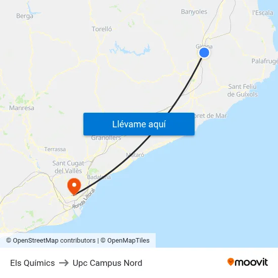 Els Químics to Upc Campus Nord map