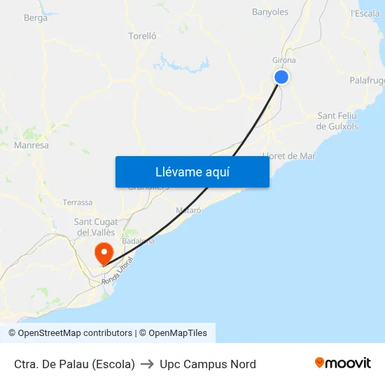 Ctra. De Palau (Escola) to Upc Campus Nord map