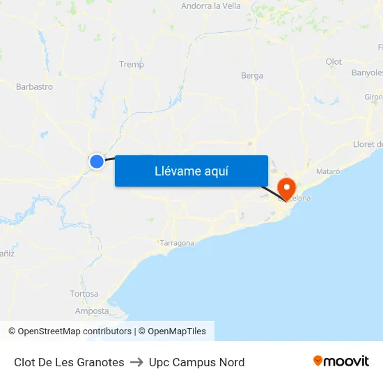 Clot De Les Granotes to Upc Campus Nord map