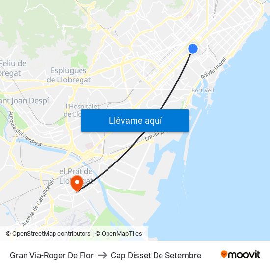 Gran Via-Roger De Flor to Cap Disset De Setembre map