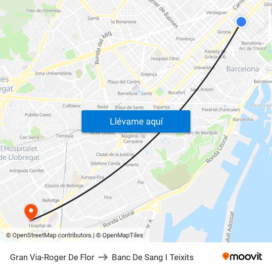 Gran Via-Roger De Flor to Banc De Sang I Teixits map