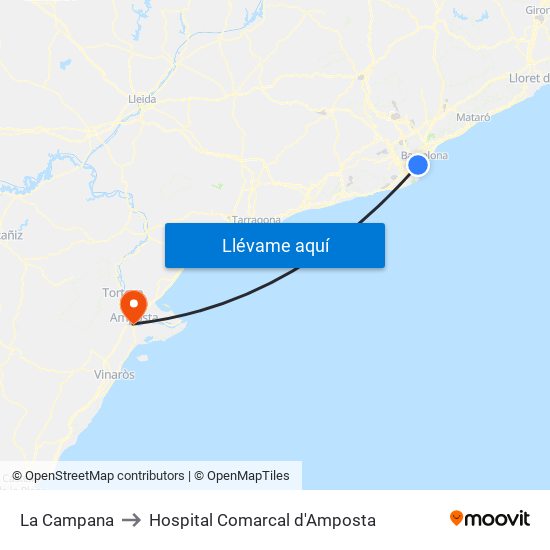 La Campana to Hospital Comarcal d'Amposta map