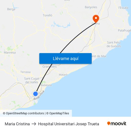 Maria Cristina to Hospital Universitari Josep Trueta map