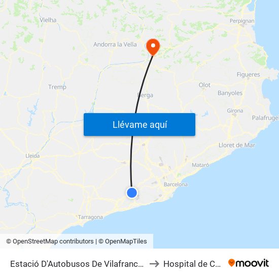 Estació D'Autobusos De Vilafranca Del Penedès to Hospital de Cerdanya map
