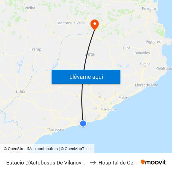 Estació D'Autobusos De Vilanova I La Geltrú to Hospital de Cerdanya map