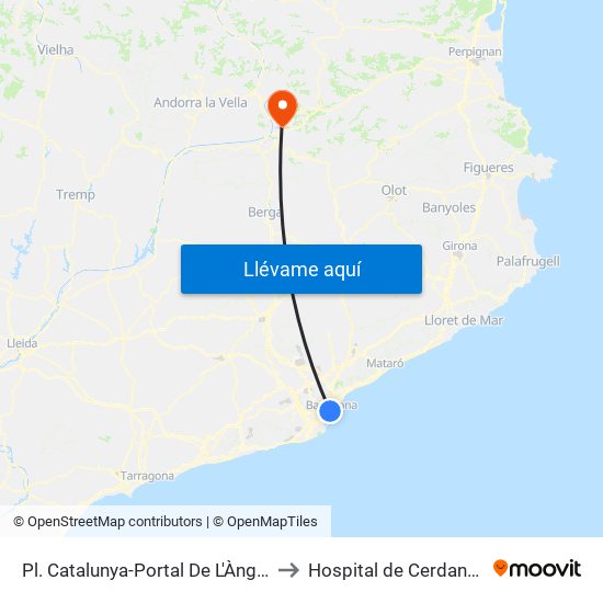 Pl. Catalunya-Portal De L'Àngel to Hospital de Cerdanya map