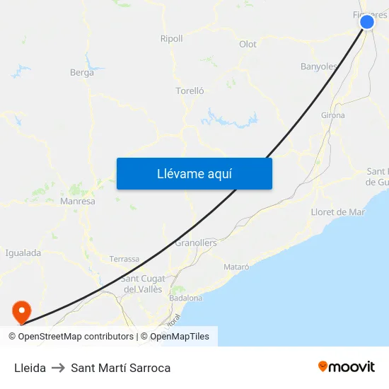 Lleida to Sant Martí Sarroca map
