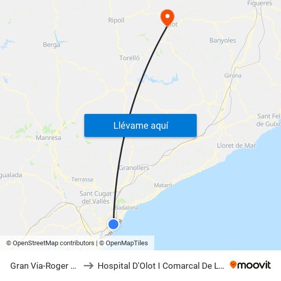 Gran Via-Roger De Flor to Hospital D'Olot I Comarcal De La Garrotxa map