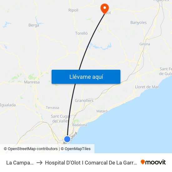 La Campana to Hospital D'Olot I Comarcal De La Garrotxa map