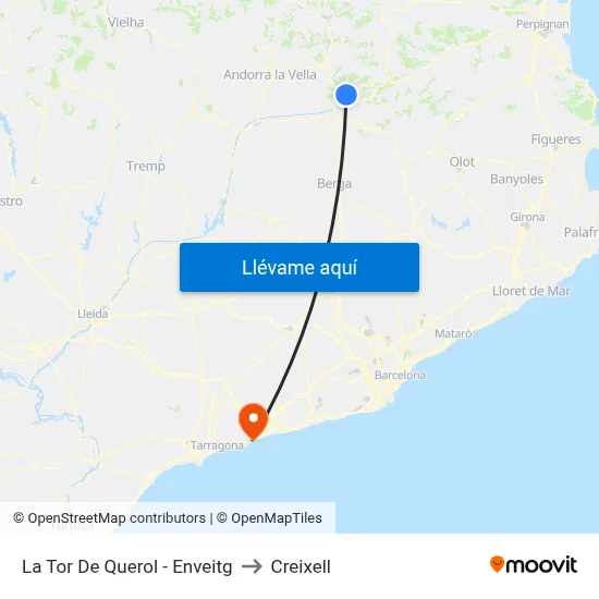 La Tor De Querol - Enveitg to Creixell map