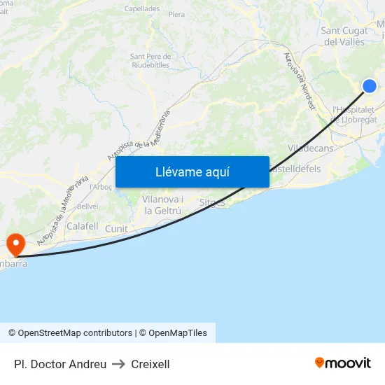 Pl. Doctor Andreu to Creixell map