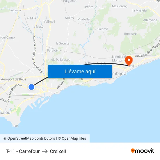 T-11 - Carrefour to Creixell map