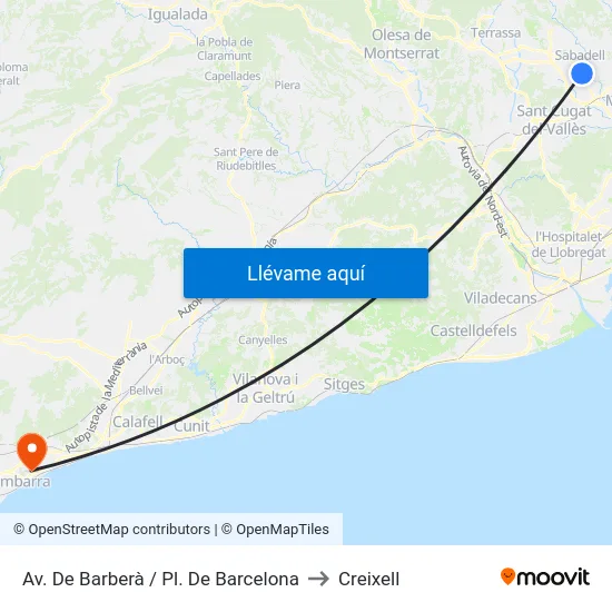 Av. De Barberà / Pl. De Barcelona to Creixell map