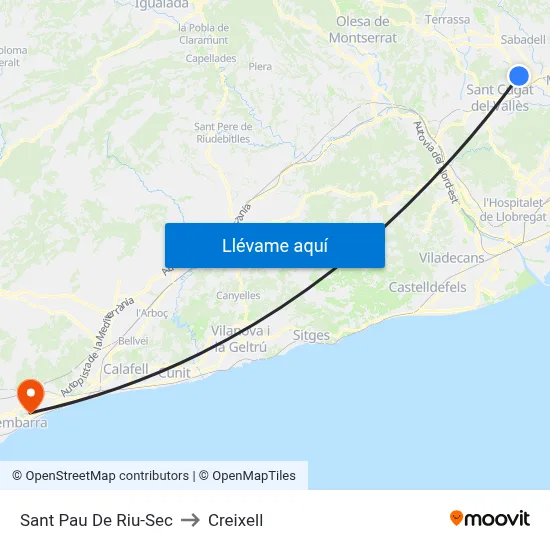 Sant Pau De Riu-Sec to Creixell map