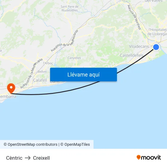 Cèntric to Creixell map