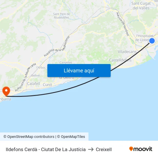 Ildefons Cerdà - Ciutat De La Justícia to Creixell map