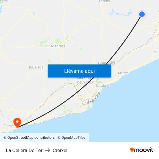 La Cellera De Ter to Creixell map
