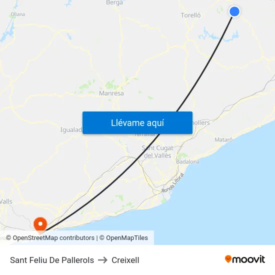 Sant Feliu De Pallerols to Creixell map