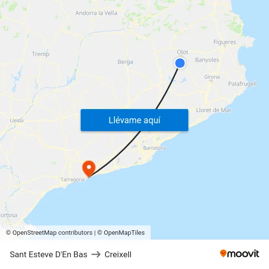 Sant Esteve D'En Bas to Creixell map