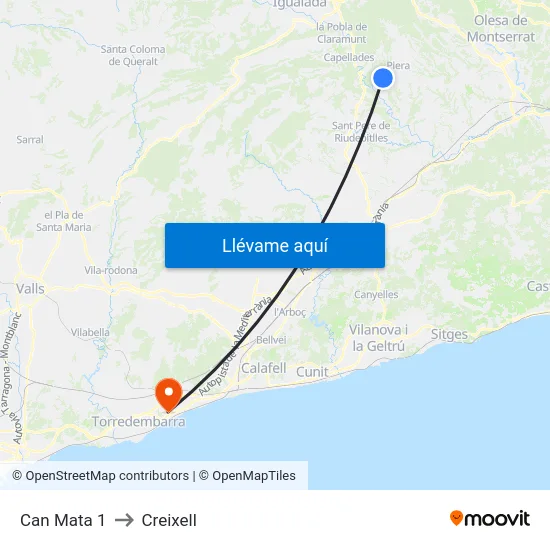 Can Mata 1 to Creixell map