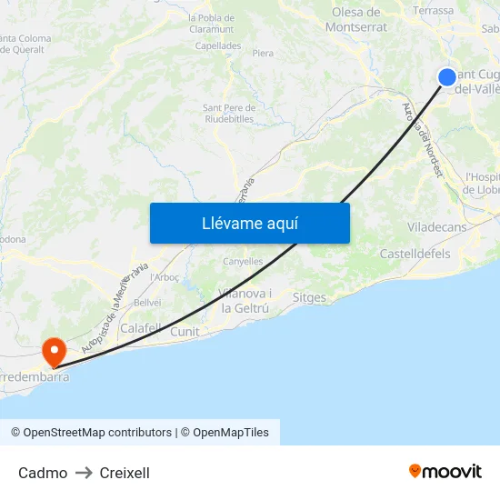Cadmo to Creixell map