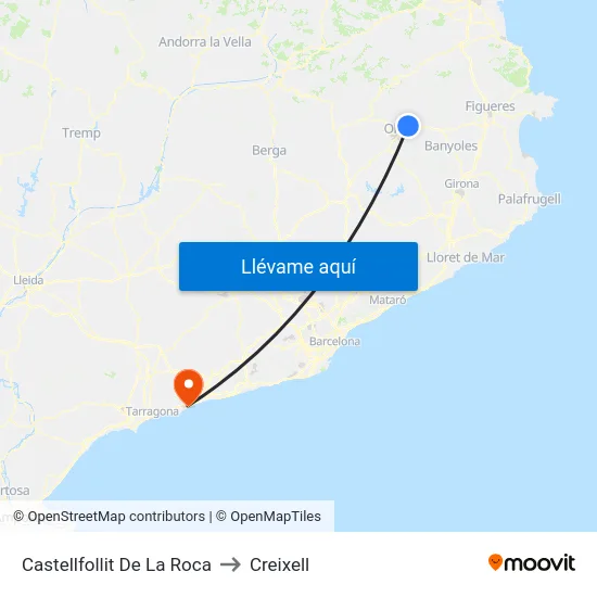 Castellfollit De La Roca to Creixell map
