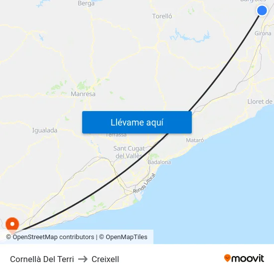 Cornellà Del Terri to Creixell map