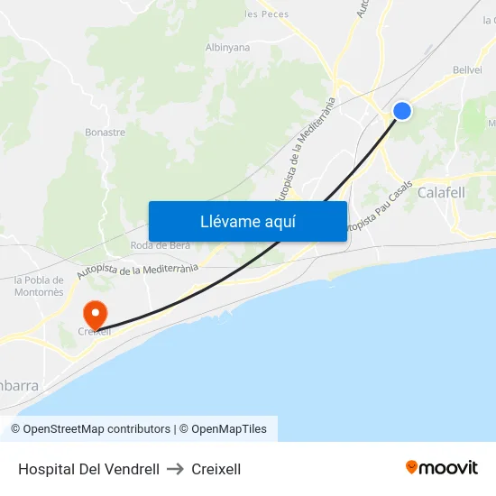 Hospital Del Vendrell to Creixell map