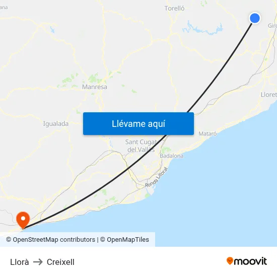 Llorà to Creixell map