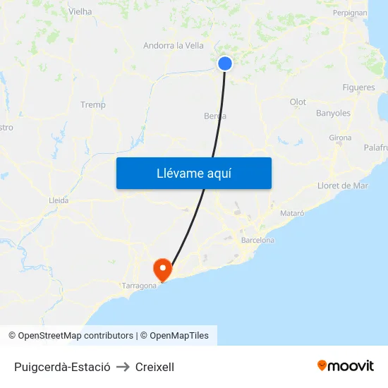 Puigcerdà-Estació to Creixell map