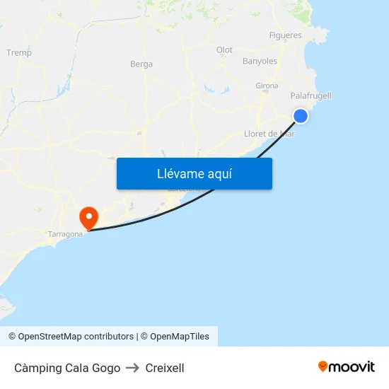 Càmping Cala Gogo to Creixell map