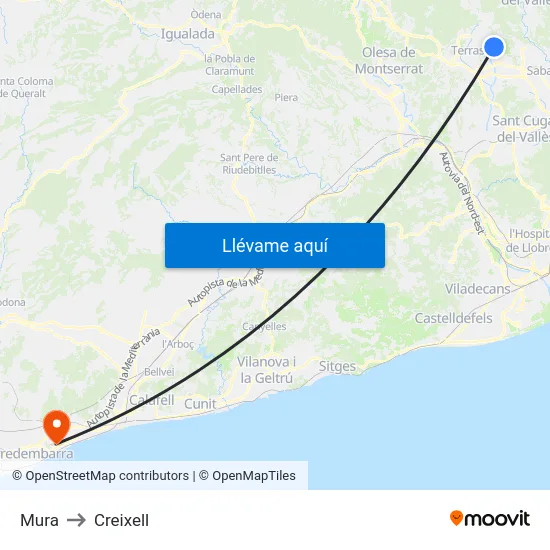Mura to Creixell map