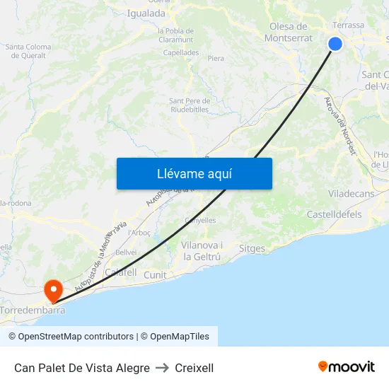 Can Palet De Vista Alegre to Creixell map