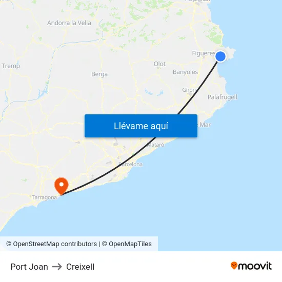 Port Joan to Creixell map