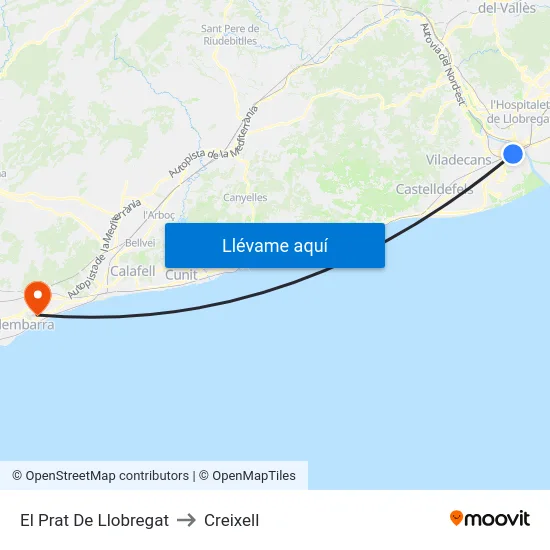 El Prat De Llobregat to Creixell map